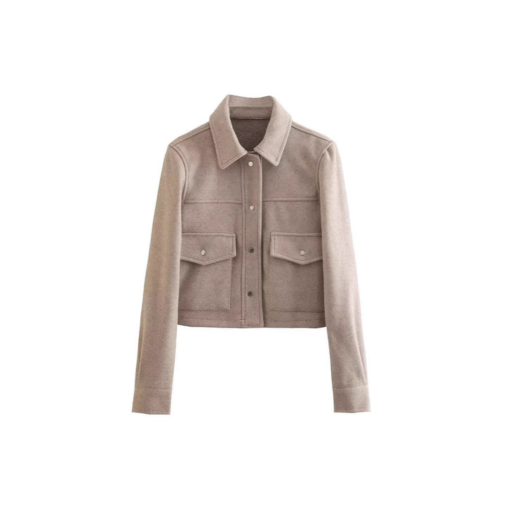 Women's Short Wool Jacket In Classic Style with Patch Pockets Amarae