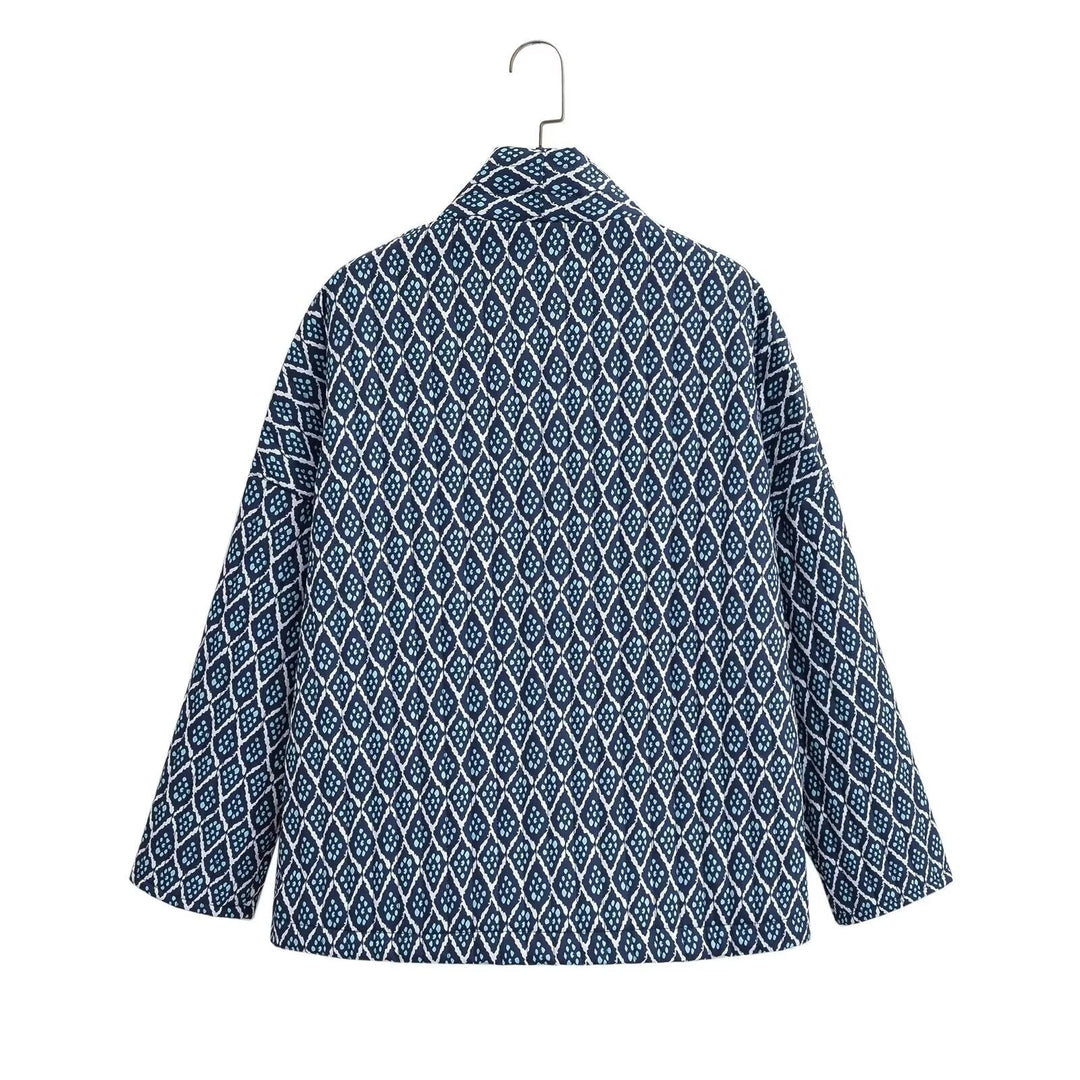 Women Quilted Kimono Overlay Jacket with Open Cut and Patch Pockets Amarae