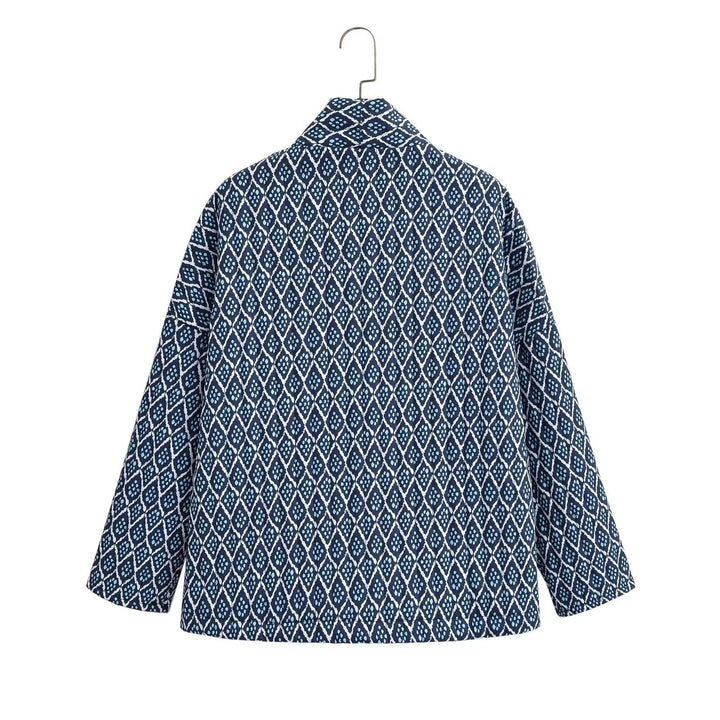 Women Quilted Kimono Overlay Jacket with Open Cut and Patch Pockets Amarae