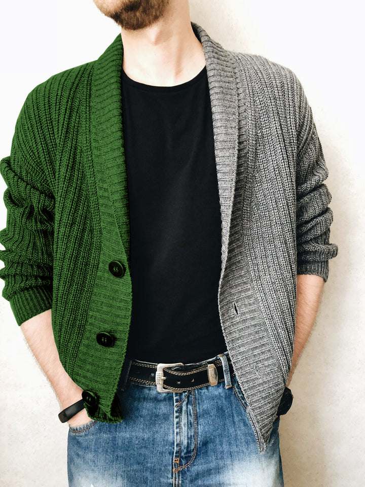 Men's knitted jacket with textured surface and modern buttons Lune London