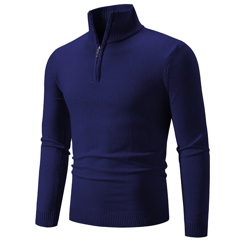 Knitted sweater for men with high collar and practical zipper Lune London