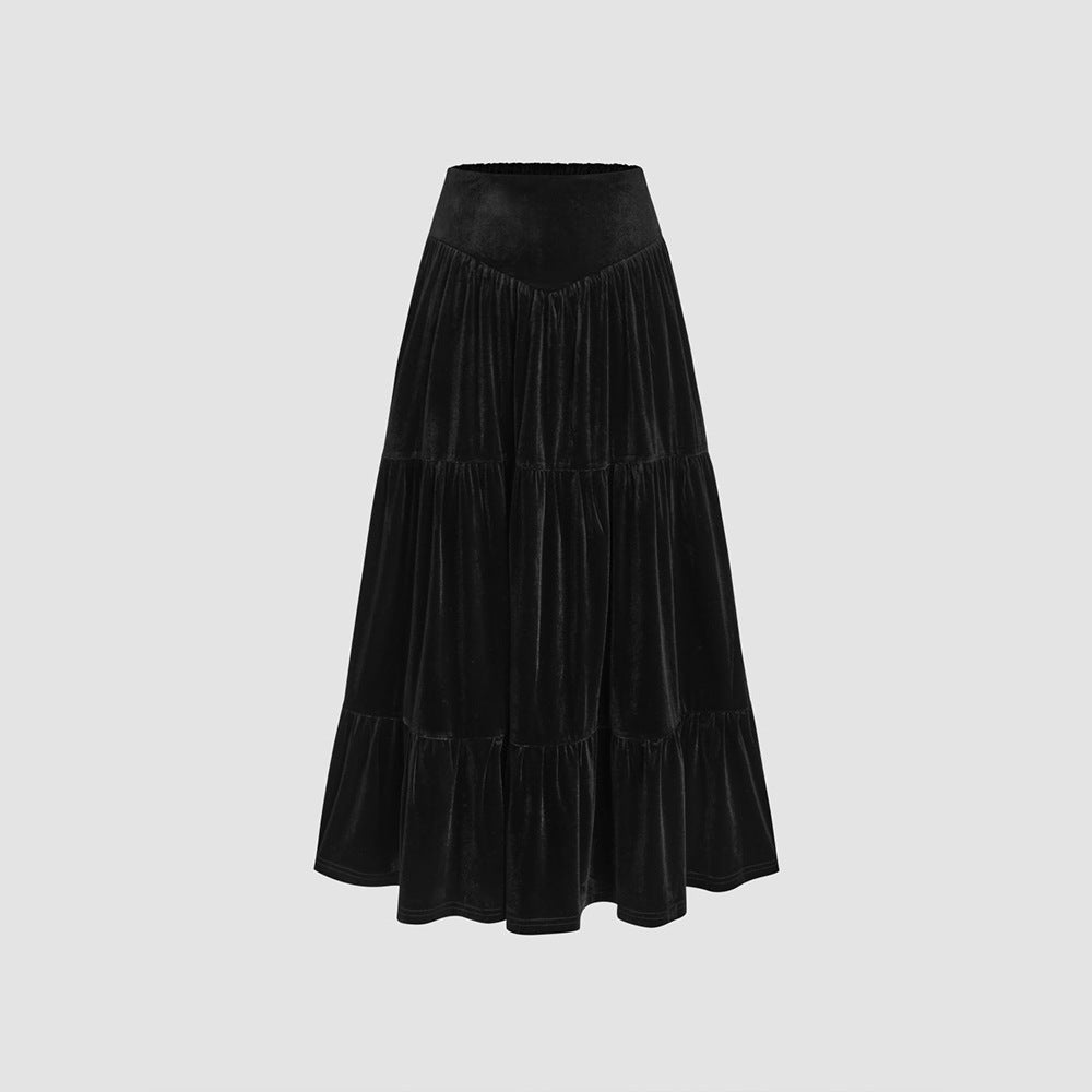 Ensemble élégant pour femmes composé d'une chemise à volants et d'une maxi jupe fluide Chic & Stil
