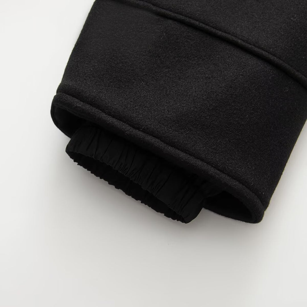 Ladies Oversized Coat with High Stand-up Collar and Continuous Button Placket Amarae