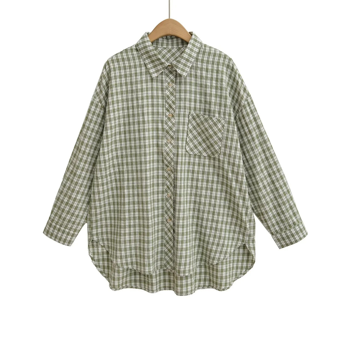 Plaid shirt for women with trendy cut and chest pocket Lune London