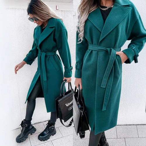 Elegant mid-length trench coat for women with adjustable belt Amarae