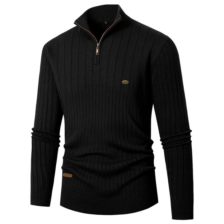 Elegant knitted sweater for men with half-zip and finely ribbed design Lune London