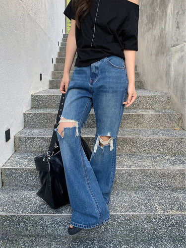Women’s ripped wide jeans with cut-out details Amarae