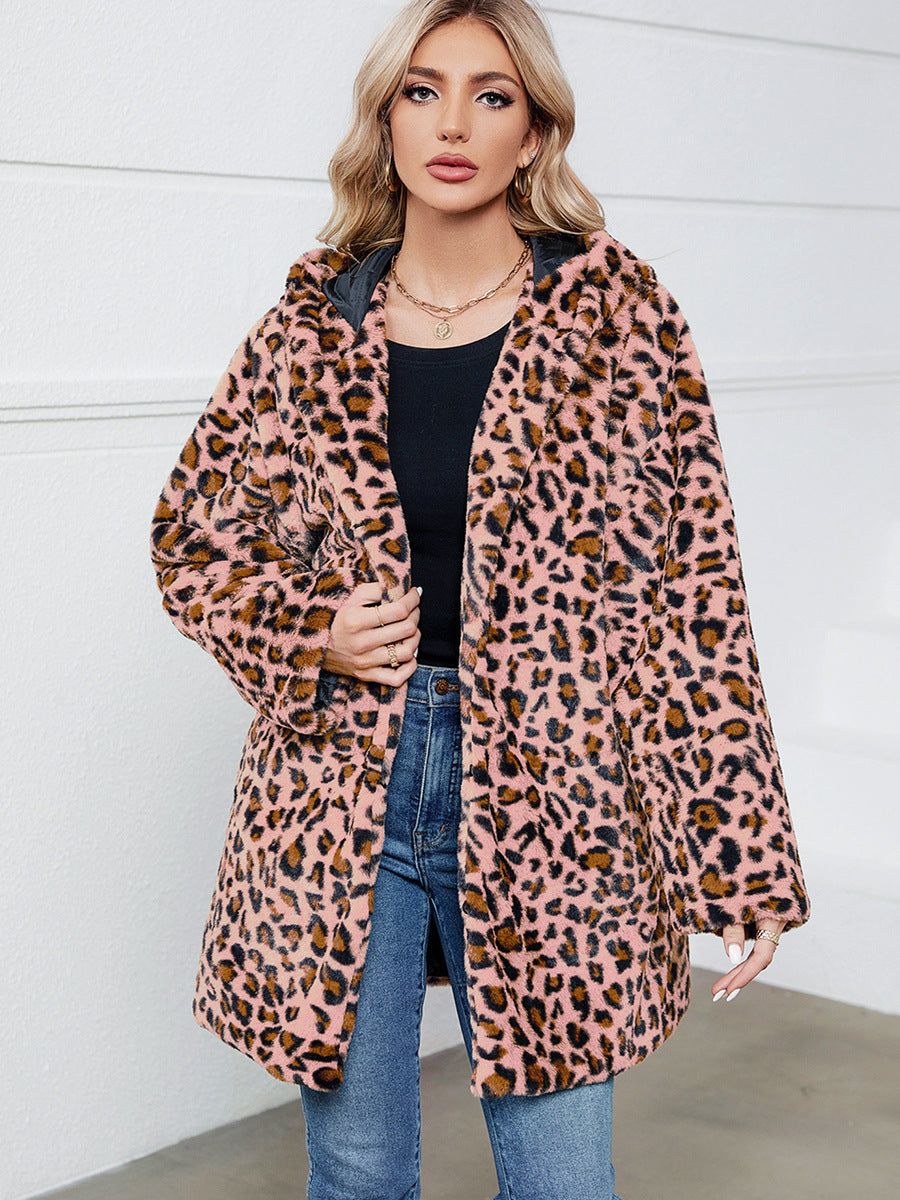 Ladies futuristic leopard fur jacket Lune London