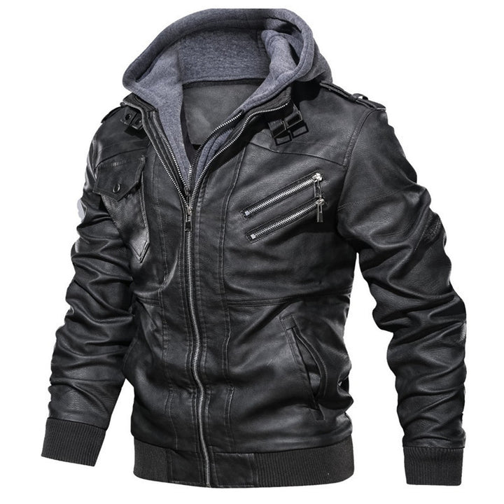 Casual leather jacket for men with hood Amarae