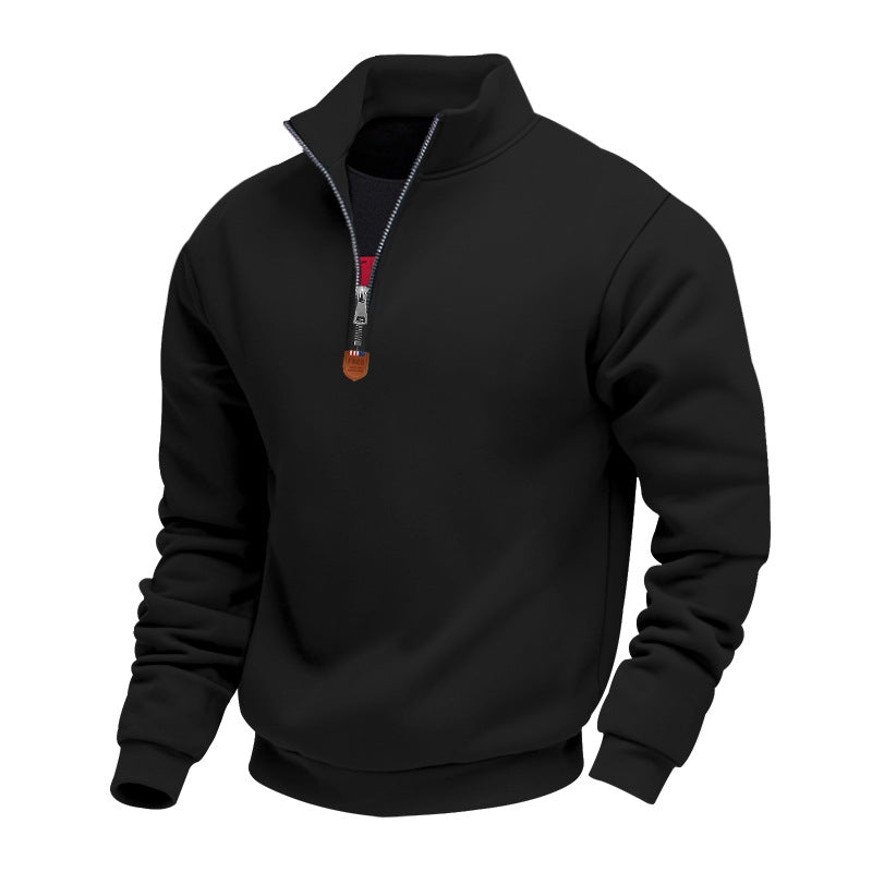 Men's Sporty Pullover with Half Zipper and Fashionable Stand-Up Collar Lune London