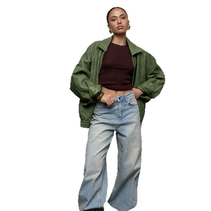 Oversized leather jacket for women Lune London