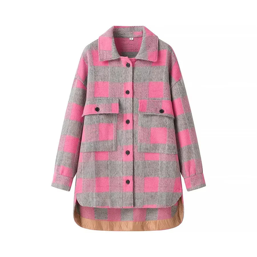 Veste en flanelle surdimensionnée pour femme à motif à carreaux Chic & Stil