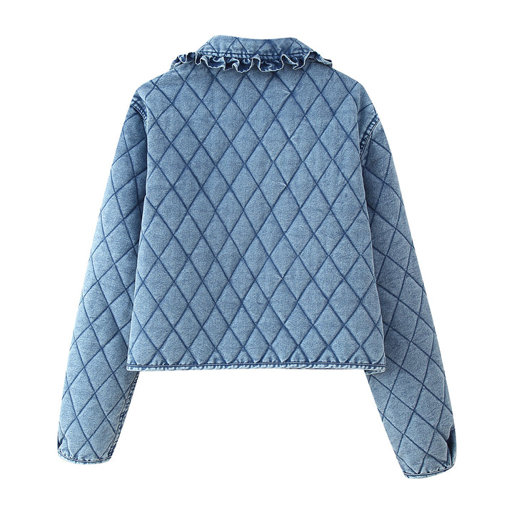 Quilted utility jacket for women with elegant collar and gathered details Lune London