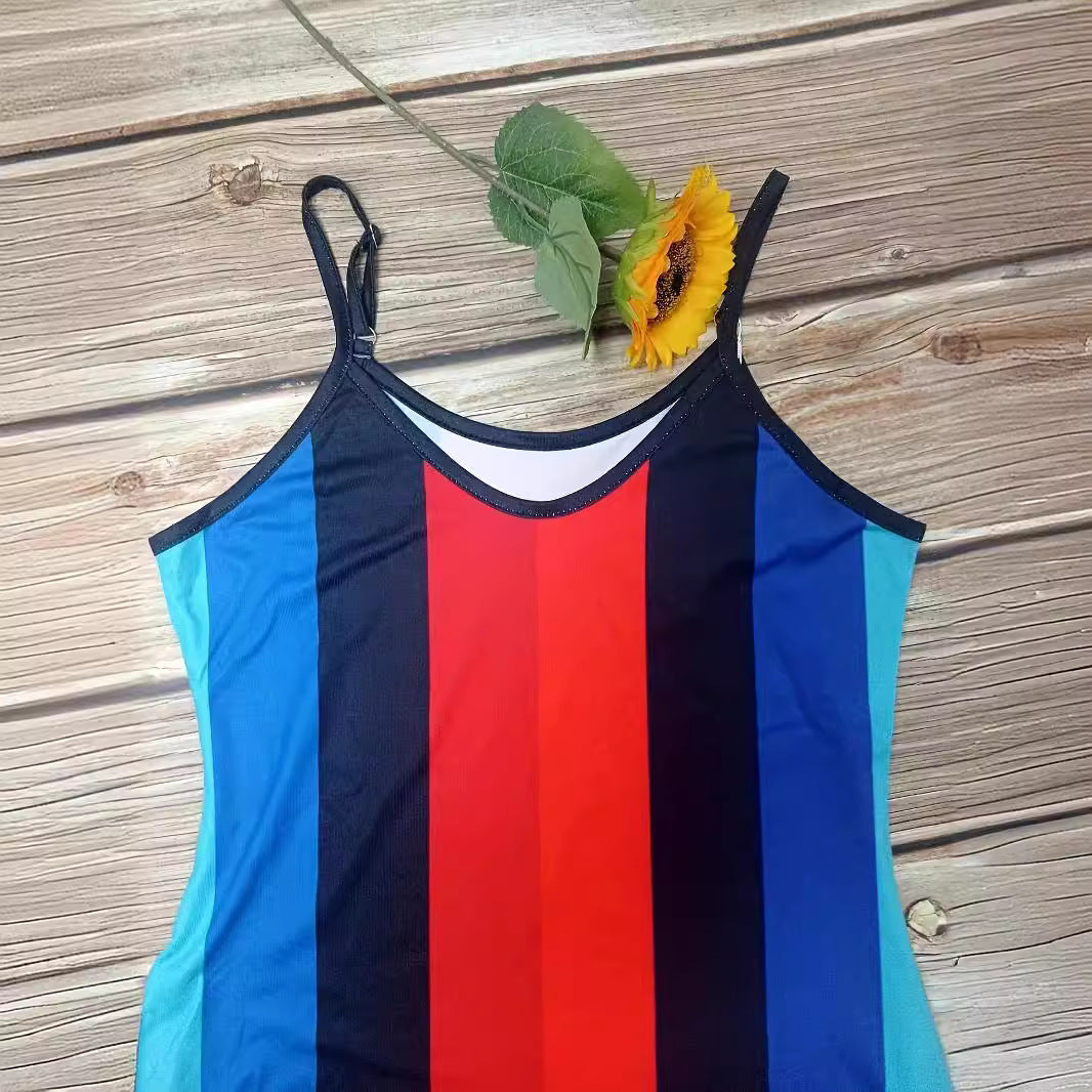 Maxi dress for women with plunging V-neck and elegant striped pattern Lune London