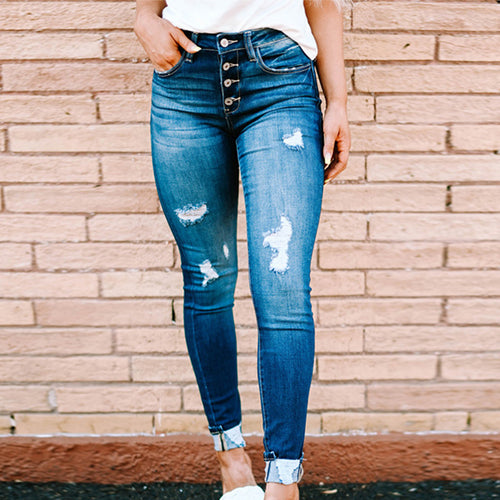 High-waisted skinny jeans for women with frayed hem Amarae