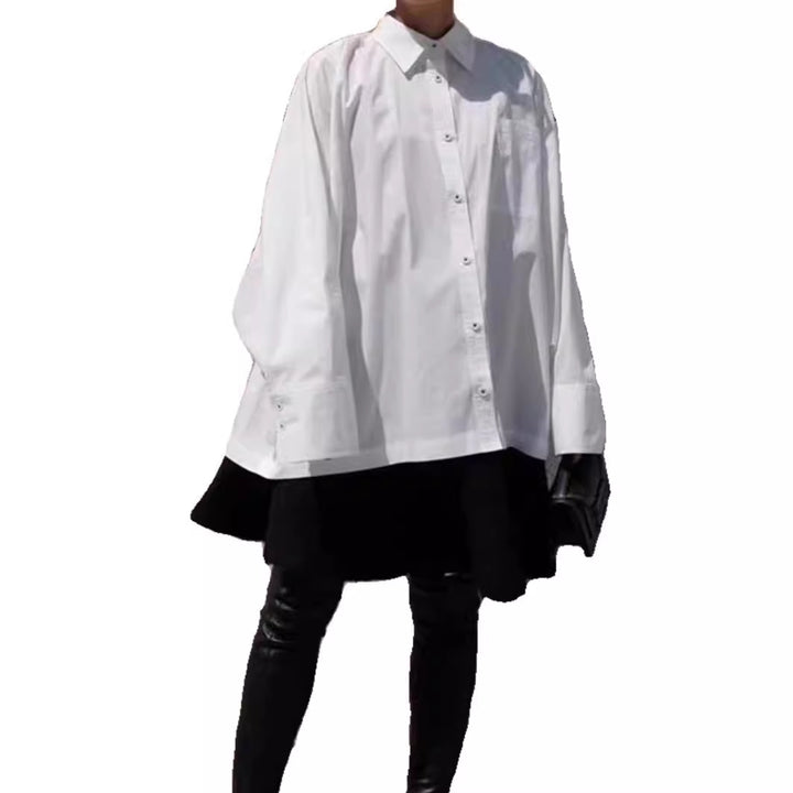 Chemise blouse pour femmes surdimensionnée avec col classique et poche latérale Chic & Stil