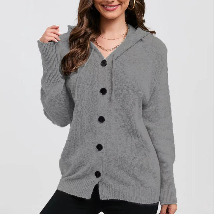 Ladies Cozy Hooded Jacket with Chic Buttons and Style