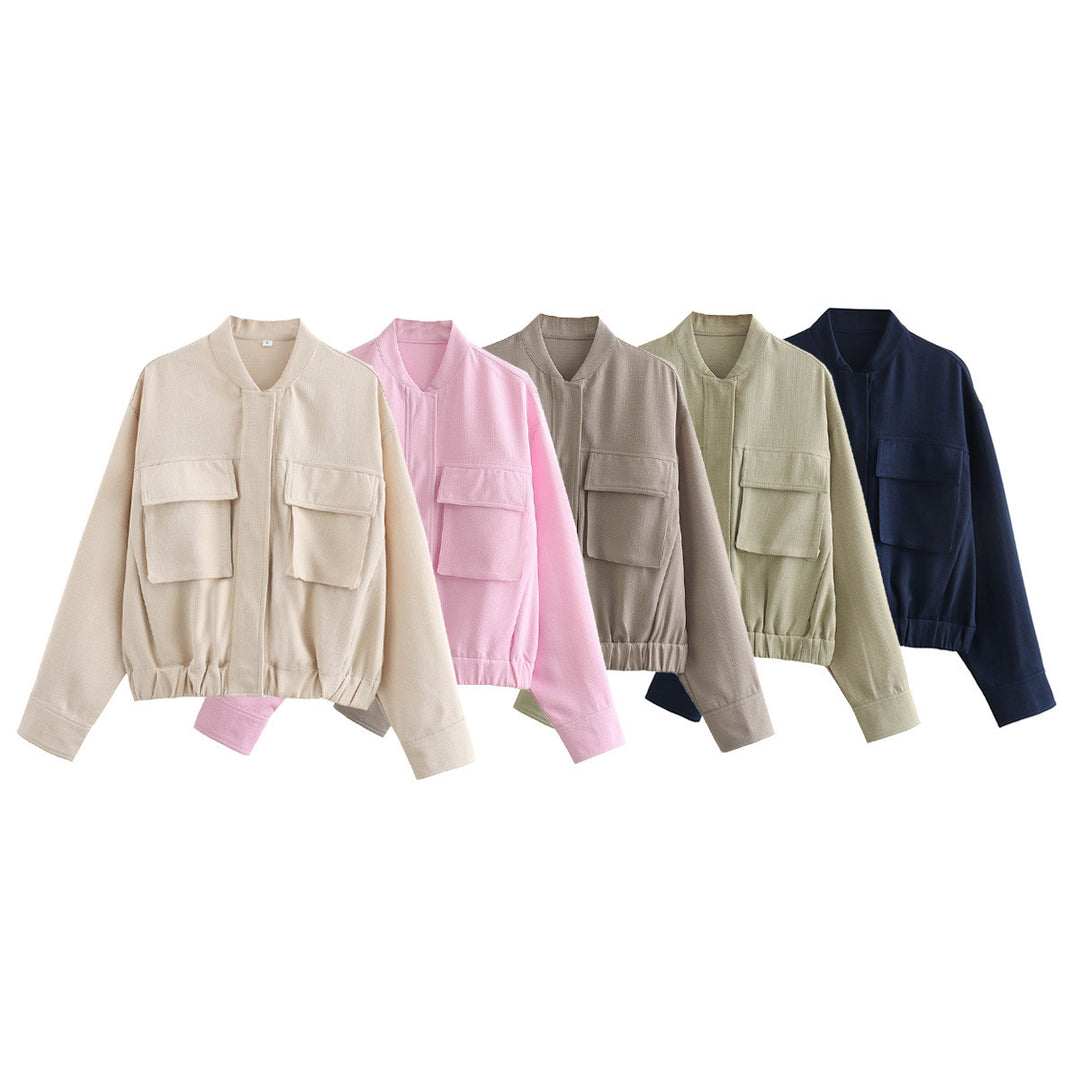 Transitional jacket for women with sporty pockets and elastic belt Lune London