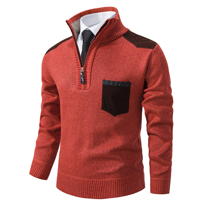Elegant knitted sweater for men with collar and pockets Lune London