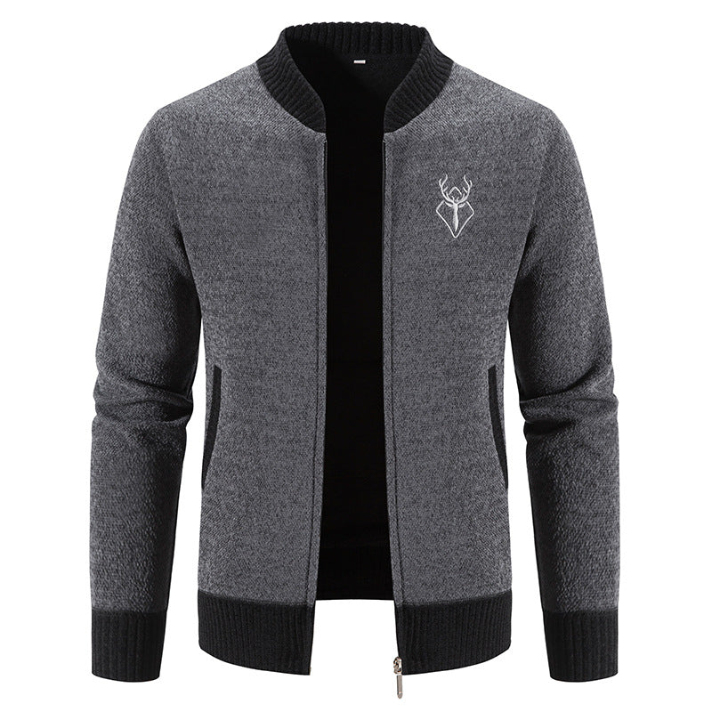 Zip-up knit jacket with high collar for men Lune London