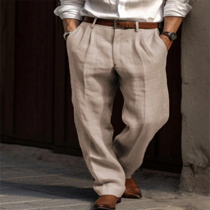 Men's Elegant Linen Trousers with Straight Leg Lune London