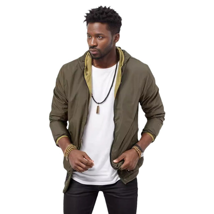 Sport transition jacket for men with functional hood and elastic cuffs Lune London