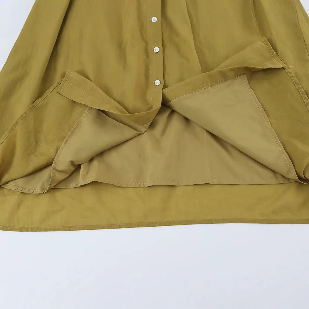 Women's sleeveless shirt dress with pleats, button placket and belt Amarae