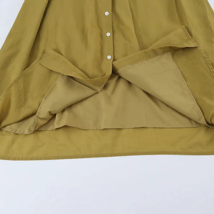 Women's sleeveless shirt dress with pleats, button placket and belt Amarae