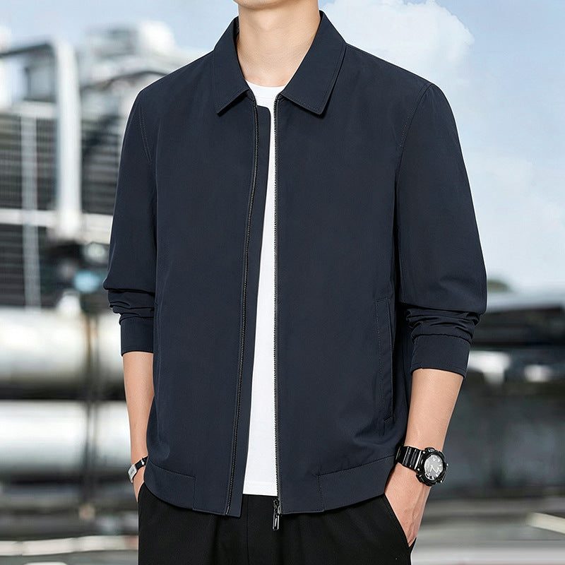Men's Lightweight Windbreaker with Checked Lining, Full Zip and Ribbed Cuffs Amarae