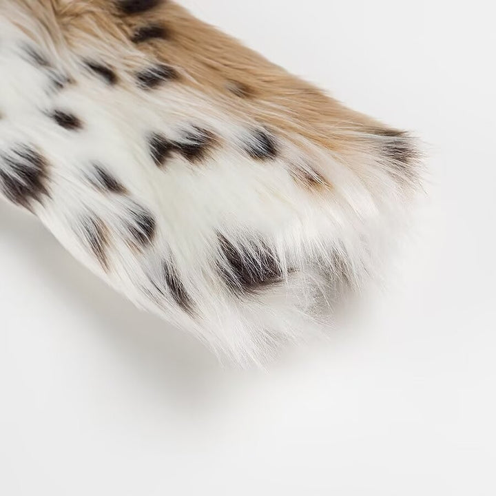 Women's short coat made of faux fur in spotted design with high collar Amarae