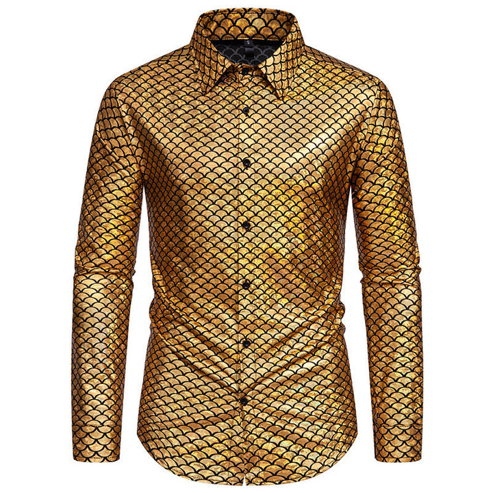 Shiny long sleeve shirt for men with fish scale design Lune London