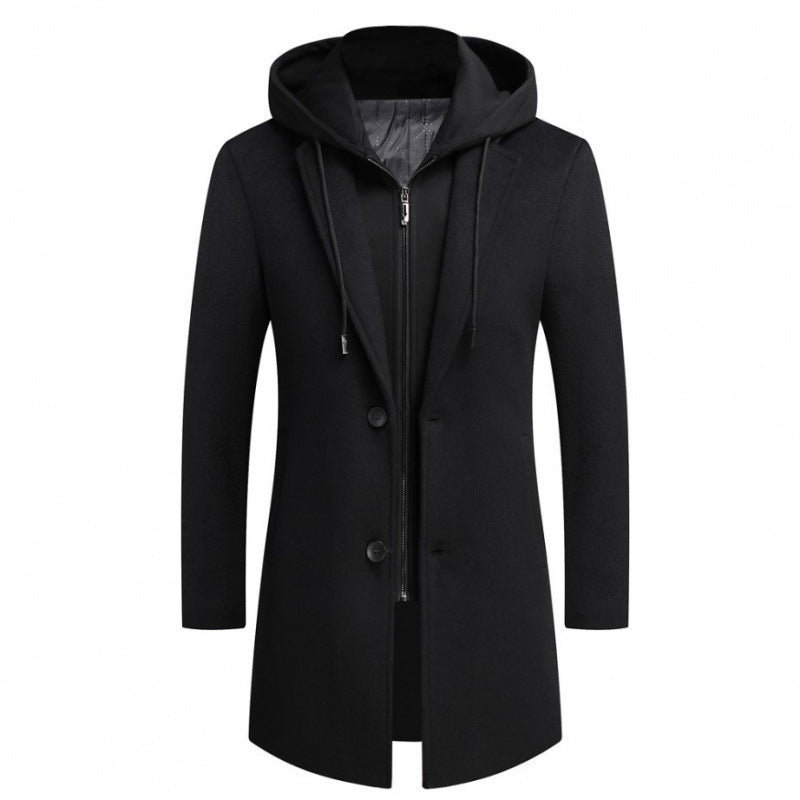 Fashionable long women's coat with removable hood and trendy interior lining Lune London