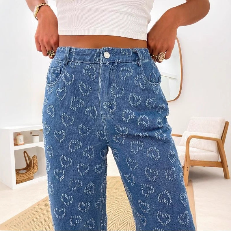 Casual fit women's jeans with floral pattern Chic & Stil