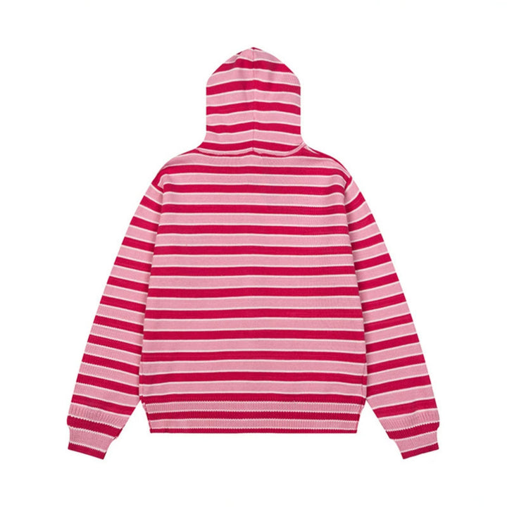 Women's Striped Hooded Cardigan with Full Zip and Pockets Amarae