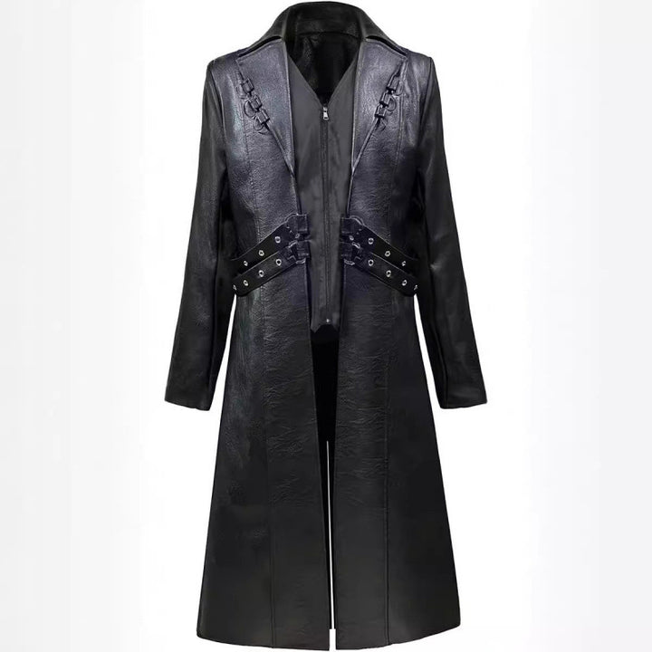 Ladies elegant leather jacket with decorative buckles Lune London