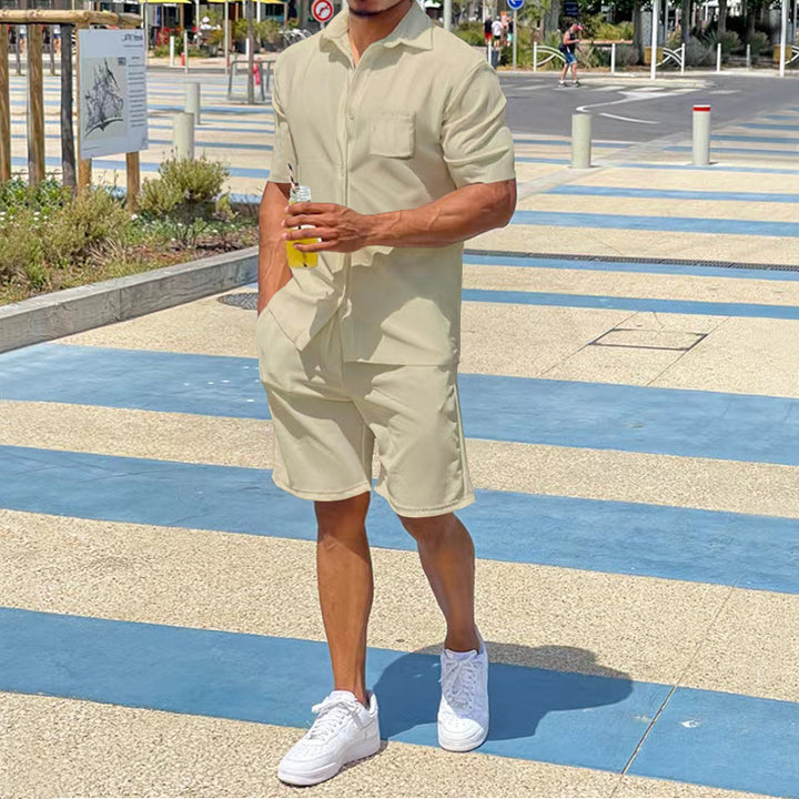 Casual short-sleeved set for men in high-quality material with practical pockets Amarae