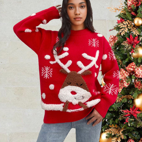Ladies festive sweater with a cute reindeer pattern Amarae