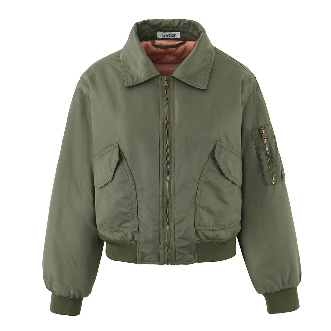 Cropped sporty bomber jacket for women with practical pockets Lune London
