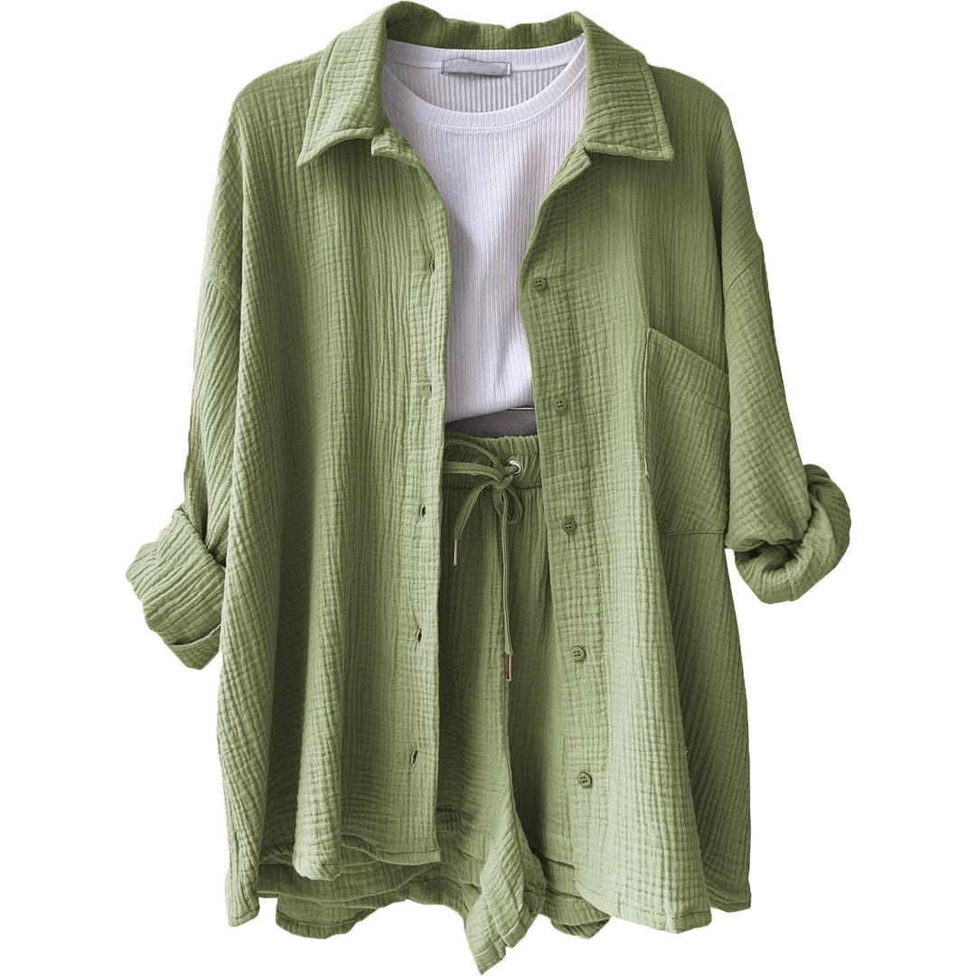 Women Casual Comfort Set Made of Shorts and Oversized Shirt Lune London