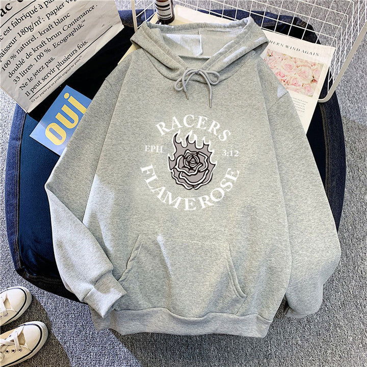 Women's hoodie with creative Flame Rose design Chic & Style