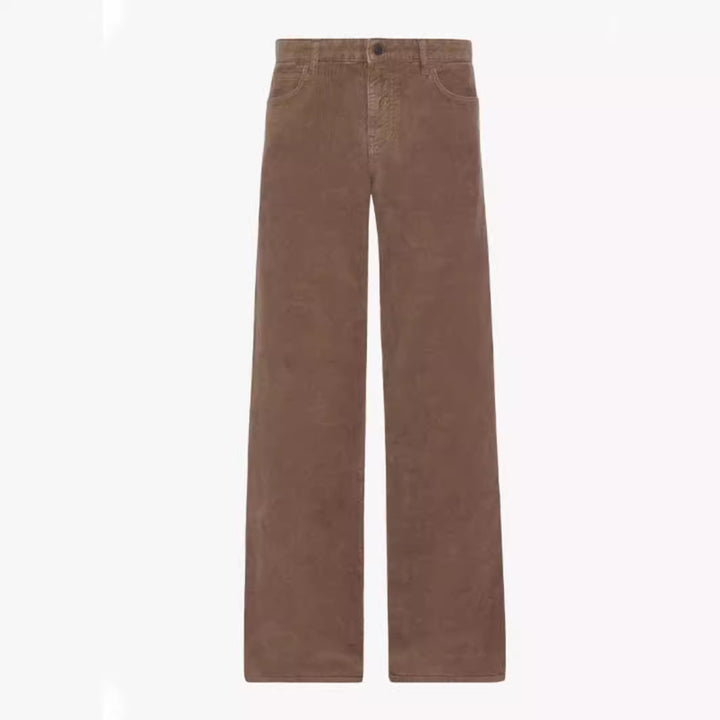 Pantalons en velours côtelé décontractés pour femmes à jambes larges Chic & Stil