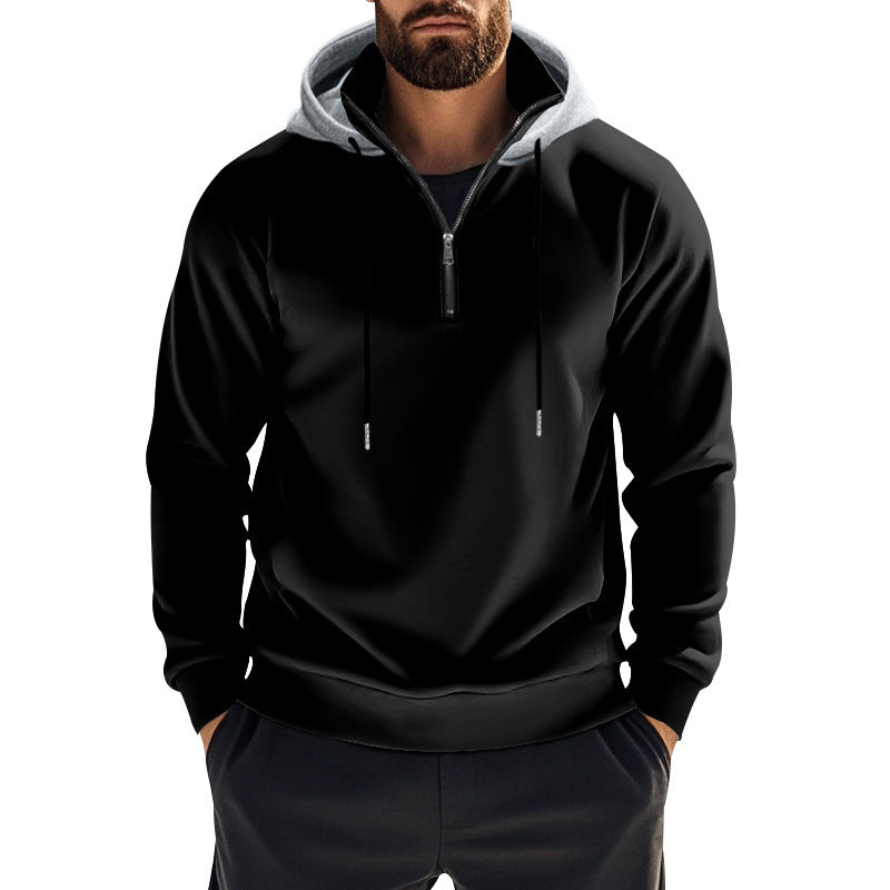 Men's modern hoodie with half zipper and kangaroo pocket Lune London
