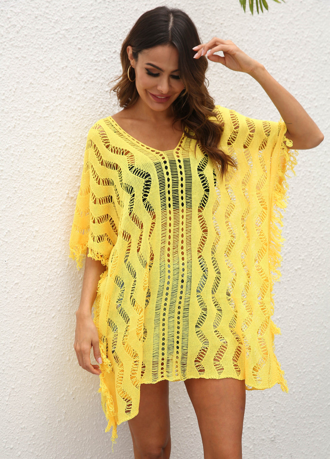Ladies Breezy Crochet Beach Cover Poncho Lune London