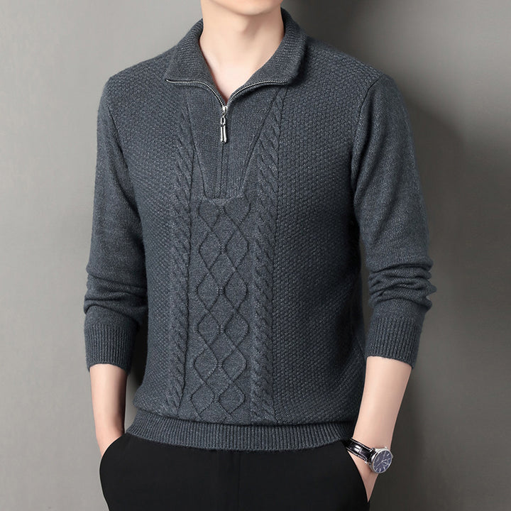 Knitted sweater for men with high collar and zip Lune London