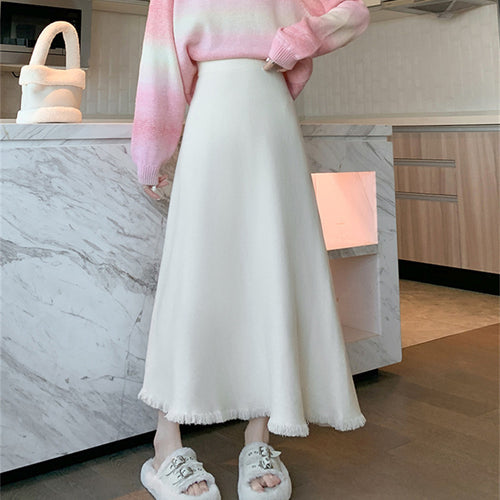 Jupe midi élégante pour femmes avec ourlet à franges et artisanat de haute qualité Chic & Stil