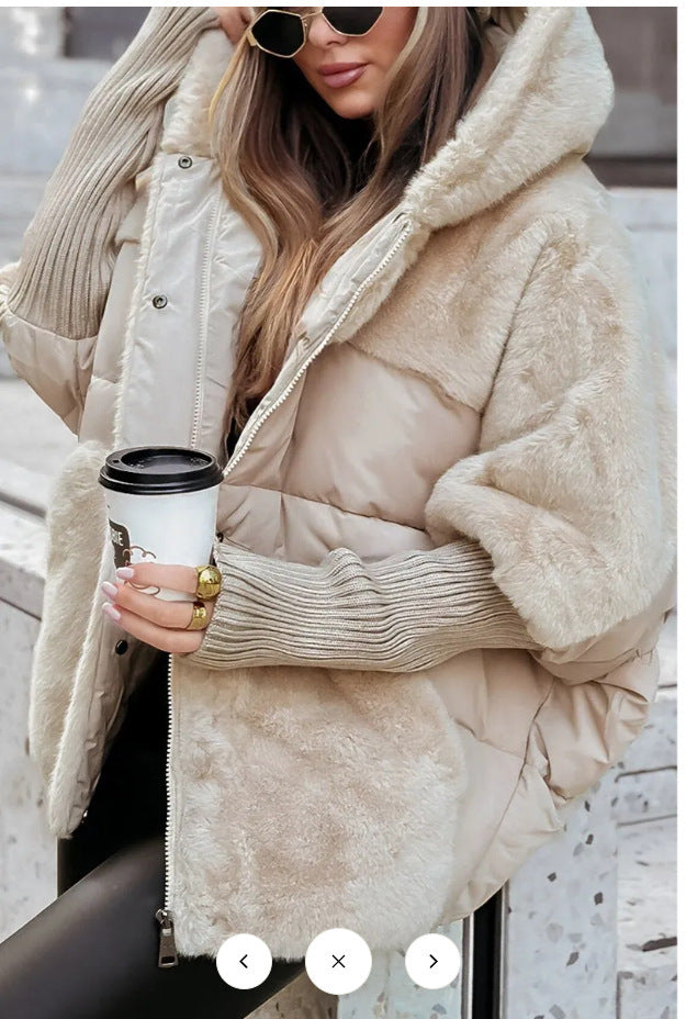 Ladies Cozy Quilted Jacket with Removable Hood and Warm Fleece Insert Lune London