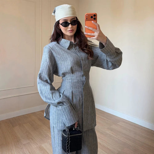 Women's Lightweight Linen Loungewear Set with Oversized Shirt and Wide Leg Pants Amarae