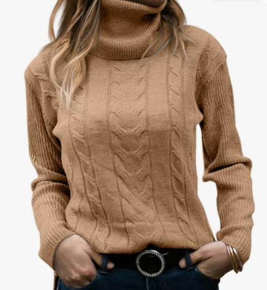 Lune London | Women's Sweater with Stand-Up Collar and Cable Pattern