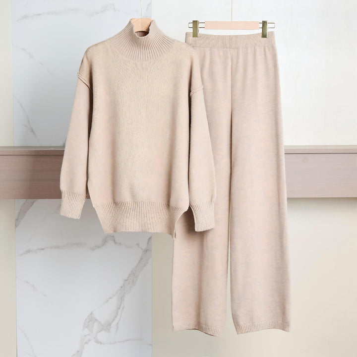 Dames Ensemble en tricot confortable avec col haut et coupe large Lune London