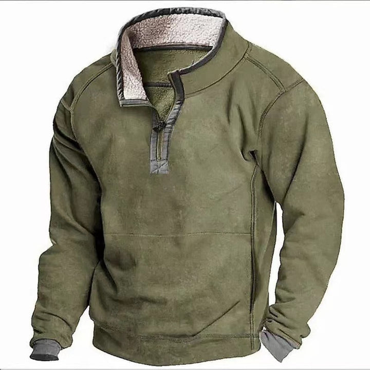 Fleece pullover for men with high collar and practical zipper Lune London